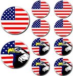 Golf Ball Markers for Men Women 10 Pack Assorted Patterns fits All Magnetic Golf Tools Alloy Soft Enamel Technique Marker for Hat Clips Gloves Divot Tools Marks (USA Flag&Eagle)