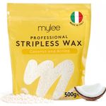 Mylee Professional Hard Wax Beads - 500g Premium Italian Stripless Wax for Women & Men – At-Home Hair Removal for Full Body, Face, Bikini Line & Brazilian Wax (Coconut & Arnica)
