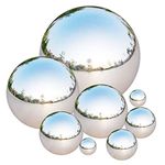 Tiberham Stainless Steel Gazing Ball, 8 Pcs 42-200 mm Mirror Polished Hollow Ball Reflective Garden Sphere, Floating Pond Balls Seamless Gazing Globe for Home Garden Ornament Decorations