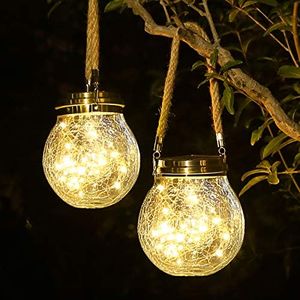 ROSHWEY Solar Lantern, 2 Pack Christmas Outdoor Lanterns with 30 LED Waterproof Garden Decor Patio Solar Lights Outdoor Decorative Backyard Solar Lanterns Outdoor Hanging ( Warm Light )