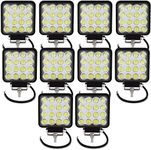 Willpower 10PCS 4 Inch 48W Led Work Lights Flood Beam LED Light Bar 12V 24V Led Pods Offroad Driving Lights Waterproof Fog Lamps for Truck Tractor 4x4 Car Boat ATV UTV SUV Square