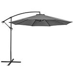 Yaheetech Cantilever Parasol Umbrella 3m Outdoor Sun Shade Banana Hanging Umbrella Parasol Beach Umbrella with Crank Handle & Cross Base & Ribs Grey