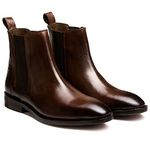 WHITE STAR LINE Mens Leather Chelsea Boots Goodyear Welt (Ares-1) (Brown, Numeric_8)