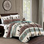 Jaba/WPM Western Teal/Beige/Burgundy Cowboy Desert Southwestern Print Bedspread 3 Piece west Theme Cabin Lodge Ranch Design Coverlet Quilt Set-Kadence 22366 (King), Teal, Beige, Taupe Burgundy