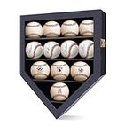 flybold Baseball Display Case Baseball Holders for Balls Display Baseballs 12 Pack Wall Display Box 92% Clear Antifade UV Protection with Gold Locks for ​Homerun Autograph Ball Extra Large Black