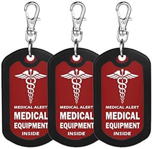 mnmoom Medical Equipment Luggage Tag Medical Alert Zipper Pull Bag Tag (3 Pack-Red)