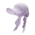 ZLYC Chemo Headwear for Women Brim Visor Head Scarf Pre Tied Headwraps Lightweight Skull Cap(Ripped Lavender),One Size