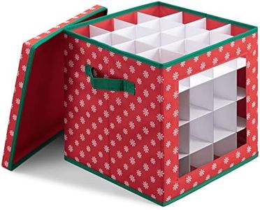 Navaris Christmas Bauble Storage Box - X-Mas Tree Decorations Ornaments Baubles Storage Container with Festive Design - For 64 Baubles and Decorations