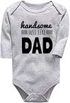 Handsome just Like dad Newborn Baby boy Clothes Unisex Funny Baby Bodysuits for Girls, Graylong, 0-3Months