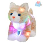 Glow Guards 14 inches Light up Kitty Stuffed Animal Soft Realistic Cat Plush Toy with LED Night Lights Glow Birthday Children's Day Gifts for Toddler Kids