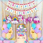 Party Propz Unicorn Birthday Decorations for Girls - Cute 50pcs, Birthday Decoration Items For Girl, Kids | Unicorn Theme Birthday Decorations Kit | Foil Balloons For Decoration With Cake Topper