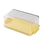 Vukehon Butter Dish with Lid 1lb, Fits One Pound of Butter, Airtight Butter Container with Markings for Countertop, Butter Keeper for West/ East Coast, Yellow