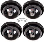 BSITFOW Dummy CCTV Dome Camera with Blinking Red LED Light for Home or Office Security - Set of 4 (Black)[Dummy]