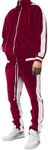 KISSQIQI Men's 2 Pieces Full Zip Tracksuits Golden Velvet Sport Suits Casual Outfits Jacket & Pants Fitness Tracksuit Set, Red, Large