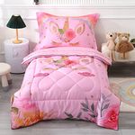 Wowelife Unicorn Toddler Bedding Set, Premium 4 Piece Toddler Bedding Sets for Girls, Rainbow Flower Bed-in-a-Bag, Super Soft and Comfortable for Kids