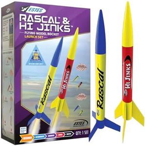Estes 1499 Rascal and Hijinks Rocket Launch Set, Prebuilt Beginner Flying-Rocket-Model Set for Ages 10+, Includes Launch Pad System