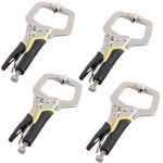 SINJEUN 4 PCS 6 inch Welding Locking Clamps, Heavy Duty C Clamp Welding Vice Grip with Adjustable Screw and Swivel Pads, Locking Pliers for Welding, Aligning, Woodworking