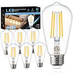 Vintage LED Edison Bulbs E26 Standard Base, Golspark 3000K Soft White 6W E26 LED Bulb 60 Watt Equivalent, Outdoor Antique ST58 Filament Clear Glass Type A Light Bulb, 85+CRI, 6 Pack 700LM Non-dimmable