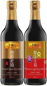 Lee Kum Kee Premium Light Soy Sauce 500mL x1 & Dark Soy Sauce 500mL x1 [2 Bottles Bundle], by WaNaHong