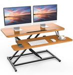 ERGOMAKER Standing Desk Converter, 36"/91cm Wide Height Adjustable Quick Sit to Stand Up Desk Riser for Dual Monitor