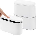 YOUEON 3 Pack Mini Trash Can with Lid, Plastic Small Desktop Wastebasket, Countertop Garbage Container Bin for Coffee Table, Office, Bedroom, Bathroom Vanity, White