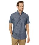 U.S. Polo Assn. Short Sleeve Printed Chambray Denim Woven Shirt, Infinity Blue, Large