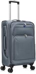 Aerostar Medium 26” Lightweight Softshell Expandable Suitcase, Integrated Combination Lock, 4 Wheels Check in Luggage for 15 to 20kg (Grey, 77 litres)
