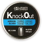 JSB Knockout Slugs - Hollowpoint Airgun Pellets | .177 Caliber (4.52mm), 13.43 Grain | Designed for Target Shooting and Hunting | 400 Count