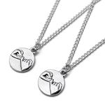 Pinky Promise Necklaces, Set of 2 Necklaces for BFFs, Silver Tone Charm Pendants on 16 Inch Silver Plated Curb Chain