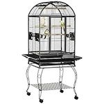 PawHut 66" Bird Cage Parrot Cage for Conures, Cockatiels, Parrotlet with Play Top, Rolling Stand, Pull Out Tray, Storage Shelf