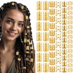 Tyqour 120Pcs Gold Hair Cuffs Adjustable Hair Charms Metal Hair Jewelry Rings Hair Dreadlock Braid Accessories for Women Men Hair Braids Decoration Party Music Festival