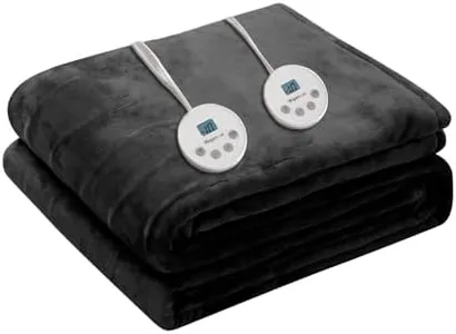 Wapaneus Heated Blanket Electric Queen Size 84"x90"-Dual Control with 10 Heat Levels 12 Timer Settings and 8 Hours Auto-Shut Off,Fast-Heating Electric Blanket,ETL Listed Machine Washable,Black