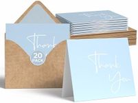 VNS Creations 20 Pack Thank You Cards with Envelopes & Stickers - Classy 4x6 Blank Thank You Cards Bulk Box Set - Large Thank You Notes for Wedding, Small Business, Baby & Bridal Shower (Light Blue)