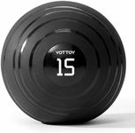 YOTTOY Medicine Ball for Exercise-slam Ball for 6&10&15 lb,Non Slip Grip,Durable Construction,Sand Filling Training,Workout,Gym for Man&Woman (Obsidian Black, 15lb)