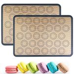 Baking Mat for Macarons, 2 Pieces Non-Slip Baking Mat, Non-Stick Reusable, for Macarons, Biscuits, Bread, Pizza Mat - Grey