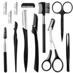 12Pcs Eyebrow Kit Eyebrow Trimming Set Eyebrow Grooming Kit with Eyebrow Razor, Eyebrow Brush Scissors, Facial Trimmer, Shaver, Tweezers for Women and Men