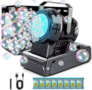 Reenovan Bubble Machine – 10-Hole Automatic Bubble Blower, 20000+ Bubbles Per Minute, Plug-in or Battery Operated, Portable for Kids, Outdoor Parties, Weddings & Birthdays