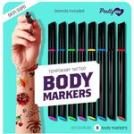 Temporary Tattoo Body Markers - Skin Tattoos Pen for Kids - Cool Gifts for Teen Girls - Teenage Girl Stocking Stuffers Birthday Gift Ideas - Age 8, 9, 10, 11, 12, 13, 14, 15, 16 Year Old Preteen Tween