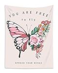 EOBTAIN Pink Butterfly Tapestry Wal