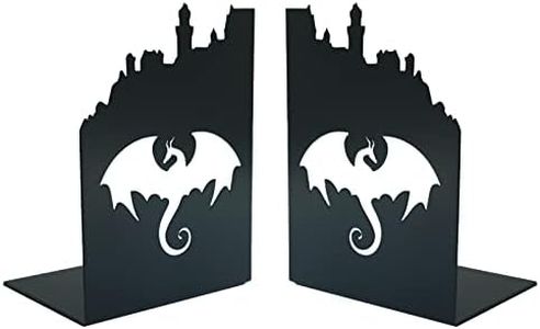 1 Pair 2pcs Heavy Metal Black Book Ends to Hold Books, Book Ends for Home Decorative (Dragon)