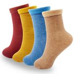 ZensoO Women's Wool Blend Ultra Heavy Warm Thermal Calf Length Socks 4 Pairs No-Thumb,Plush Winter Crew Socks For Hiking & Unisex For Gifting Boot Length,Cozy & Soft For Extreme Cold Weather,Assorted