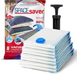 SpaceSaver Vacuum Storage Bags - Clothes Storage Bag Vacuum Pack - Space Saver Vacuum Storage Bags for Clothes Storage, Vacuum Bags for Bedding - Vacuum Bags for Clothes - with Pump (8-Pack)