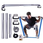 J Bryant Fitness Resistance Band Exercise Bar Full Body Workout Home Gym Equipment Large Hook 37.8in Metal Bar