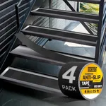 Lockport Anti Slip Tape - Heavy Duty Black Grip Tape for Stairs, 4” x 25ft for Roll | Tape for Stair Treads Non Slip Outdoor/Indoor, Non Skid Tape - Traction Tape for Ramps and Steps (4, Black)