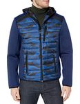 Urban Republic Men's Scuba Jacket W/Mix Media, Navy, Small