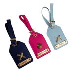 Mekhush Customized Vegan Leather Luggage Tags with Colour, Name & Charm | Bag Tags for Adults & Kids (Pack of 03)