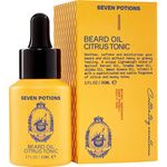 Seven Potions Premium Beard Oil for Men — Jojoba Oil Beard Softener to Nourish Skin, Hair, and Stop Beard Itch — All-Natural, Vegan, Cruelty Free — Citrus Tonic Scent (30ml)