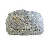 Lily's Home Pet Memorial Stone Engraved “Always in Our Hearts” Garden Grave Marker Stepping Stone or Wall Display in Memory of Loved Dog or Cat. A Passing Away Gifts for Grieving Pet Parent. Polyresin