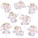 48pcs Pink Elephant Cupcake Toppers Double Sided Elephant Cupcake Decorations Elephant Baby Shower Decorations for for Girl Elephant Theme Gender Reveal Baby Shower Birthday Party Supplies