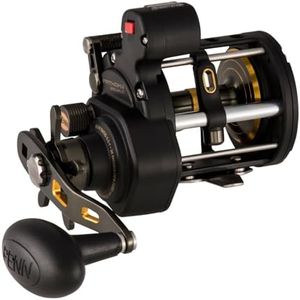 Penn, Fathom II Level Wind Line Counter Saltwater Casting Reel, 20, 5.5:1 Gear Ratio, 30" Retrieve Rate, 30 lb Max Drag, Right Hand, Black Gold